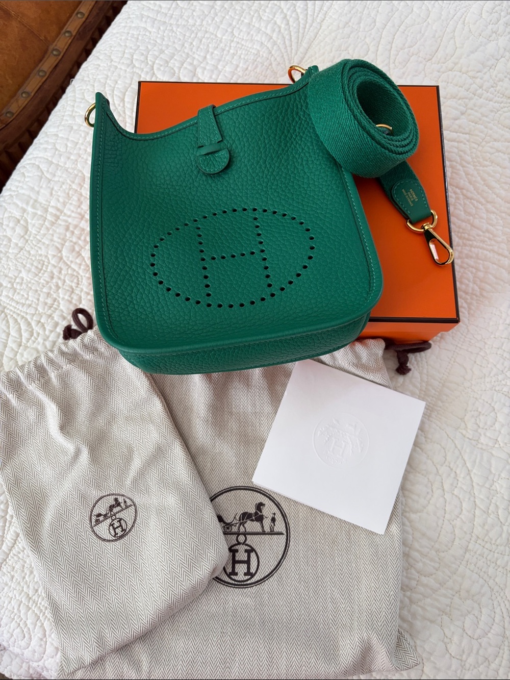 Hermes Green Mini Evelyne TPM Crossbody Bag